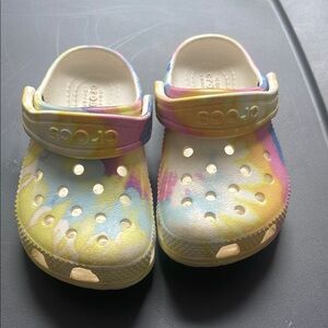 CROCS Yellow and Pink Sandals with Perforated Design